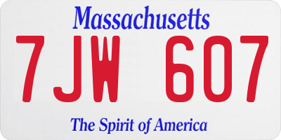 MA license plate 7JW607