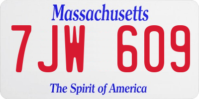 MA license plate 7JW609