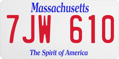MA license plate 7JW610