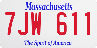 MA license plate 7JW611