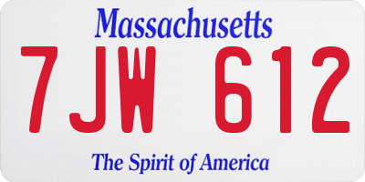 MA license plate 7JW612