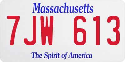 MA license plate 7JW613