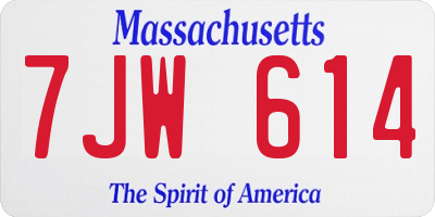MA license plate 7JW614
