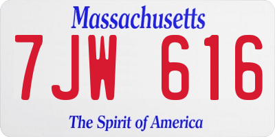 MA license plate 7JW616