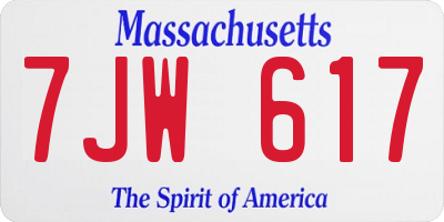 MA license plate 7JW617