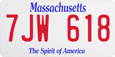 MA license plate 7JW618