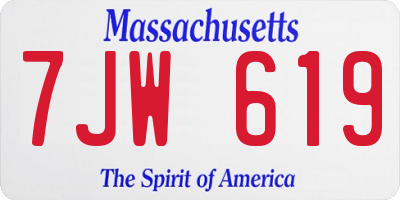 MA license plate 7JW619