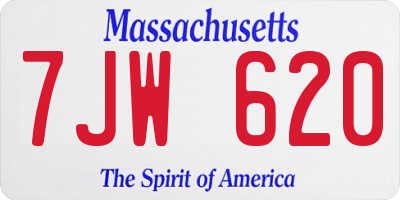 MA license plate 7JW620