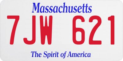 MA license plate 7JW621