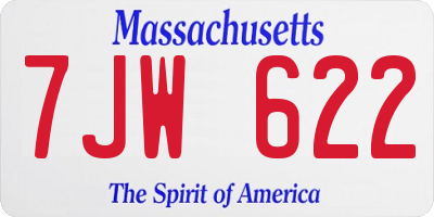 MA license plate 7JW622