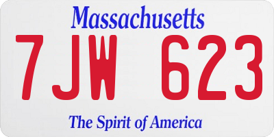 MA license plate 7JW623