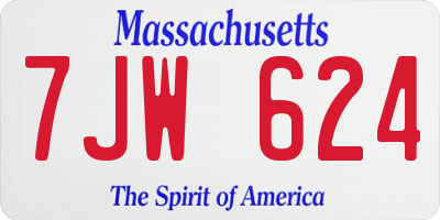 MA license plate 7JW624