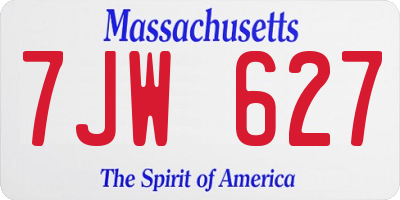 MA license plate 7JW627