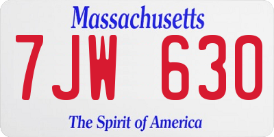 MA license plate 7JW630