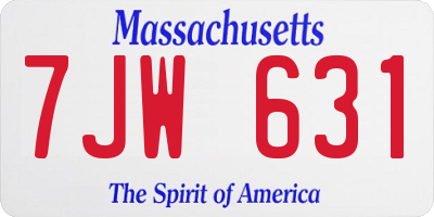 MA license plate 7JW631