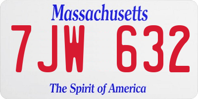 MA license plate 7JW632