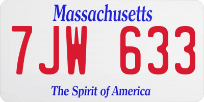 MA license plate 7JW633