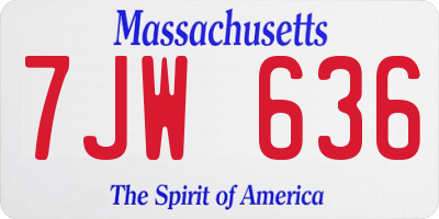 MA license plate 7JW636