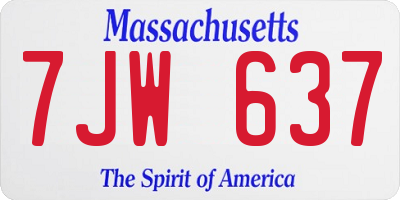 MA license plate 7JW637