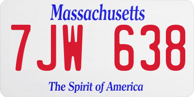 MA license plate 7JW638
