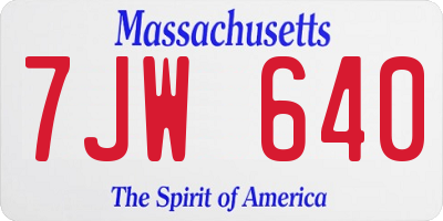 MA license plate 7JW640