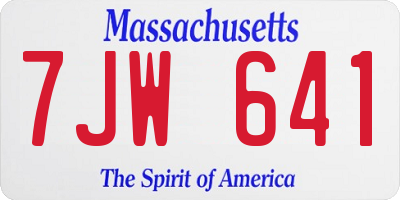 MA license plate 7JW641