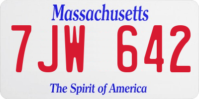 MA license plate 7JW642