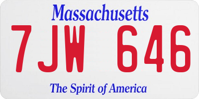 MA license plate 7JW646