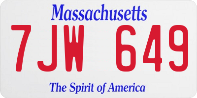 MA license plate 7JW649