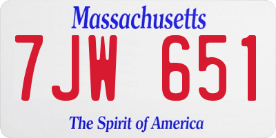 MA license plate 7JW651