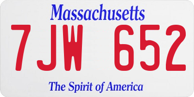 MA license plate 7JW652