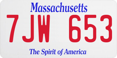 MA license plate 7JW653