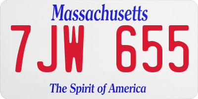 MA license plate 7JW655