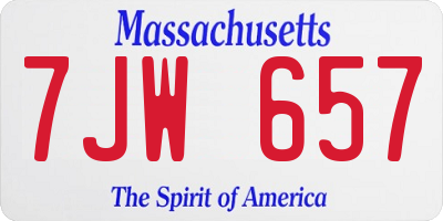 MA license plate 7JW657
