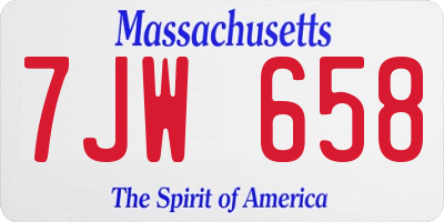 MA license plate 7JW658
