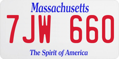 MA license plate 7JW660