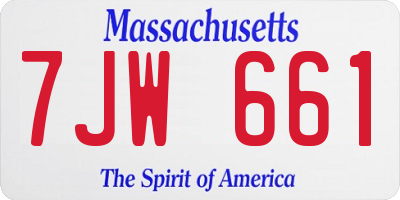 MA license plate 7JW661
