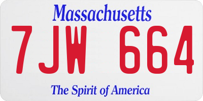 MA license plate 7JW664