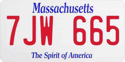 MA license plate 7JW665