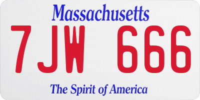 MA license plate 7JW666