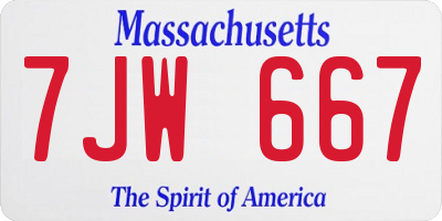 MA license plate 7JW667