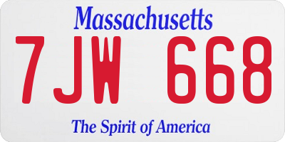 MA license plate 7JW668