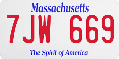 MA license plate 7JW669