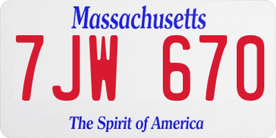 MA license plate 7JW670