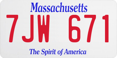 MA license plate 7JW671