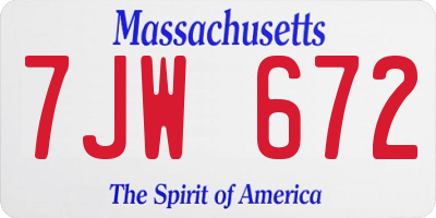 MA license plate 7JW672