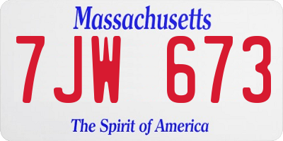 MA license plate 7JW673