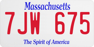 MA license plate 7JW675