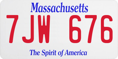 MA license plate 7JW676