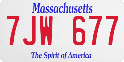 MA license plate 7JW677